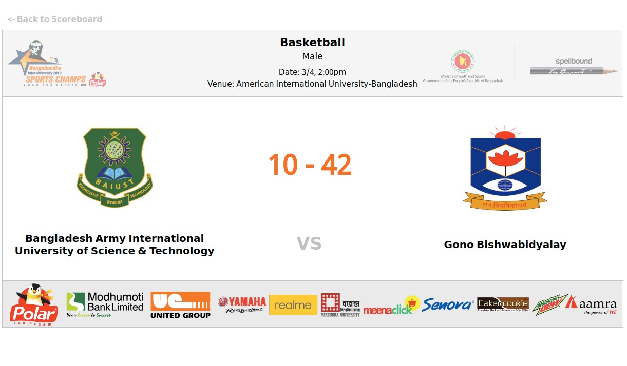 Read more about the article Bangladesh Army International University of Science and Technology VS Gono Bishwabidyalay